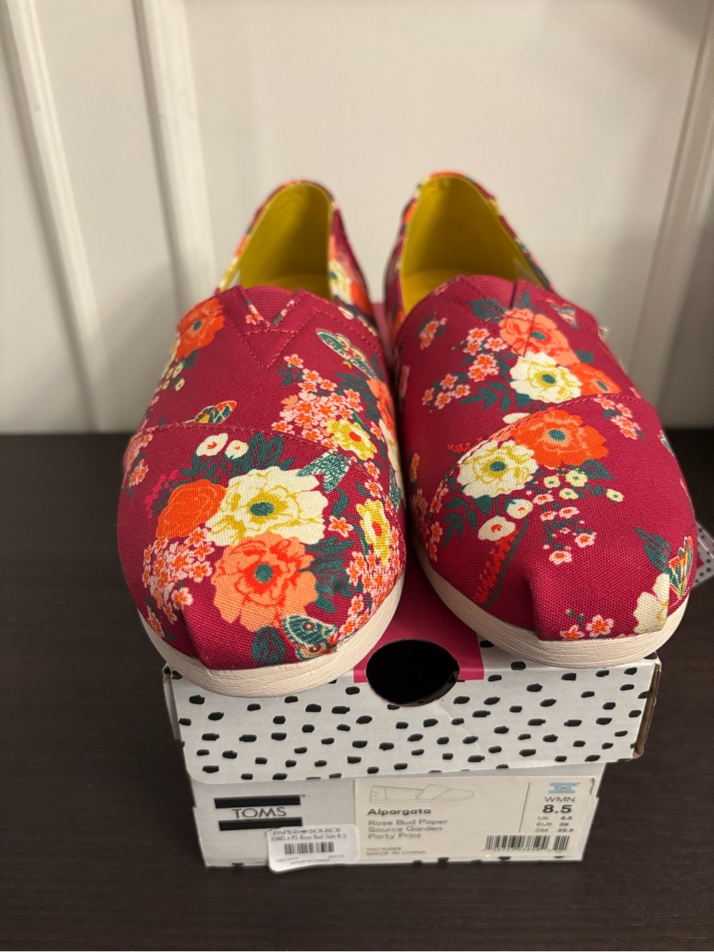 Toms Women's Fuchsia Floral Canvas Slip-Ons